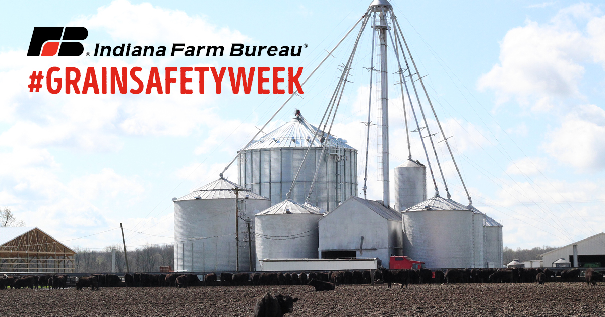 INFarmBureau's tweet photo. The final day of #GrainSafetyWeek is devoted to learning more about emergency action plans. You can find many resources, and access today's free webinar at https://t.co/jQh0Onw6Oa #StandUp4GrainSafety https://t.co/A2ioN6B66s