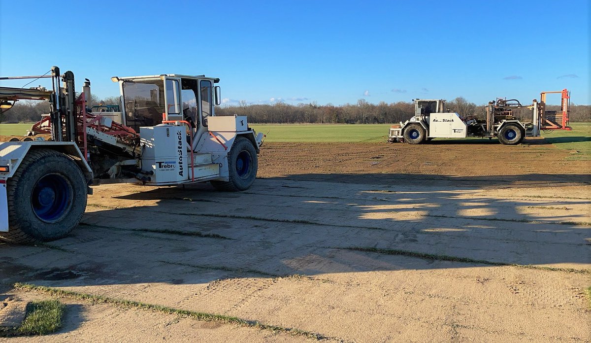 EastCoastSod's tweet photo. Crews started before sunrise to fresh cut over an acre worth of Tall Fescue Sod. Once the second #trebro machine completed the Bluegrass and Short Cut Bluegrass orders they teamed up to finish the job. #sodfarm #tallfescue #bluegrass #finefescue #bentgrass #raindaycatchup https://t.co/ed5SWj8KYl