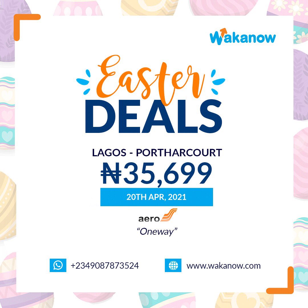 Wakanowdotcom's tweet photo. Here are fantastic flight deals from us to enable you spend #Easter with family & friends outside your city.
Hurry to https://t.co/9mKdr9i4jJ or whatsapp us on 09087873524 now to book.
#wakanow #wakanowdotcom #easter #easterdeals #eastertrips #letsgo #wemove #travel #flight https://t.co/CKjwWAYSoh