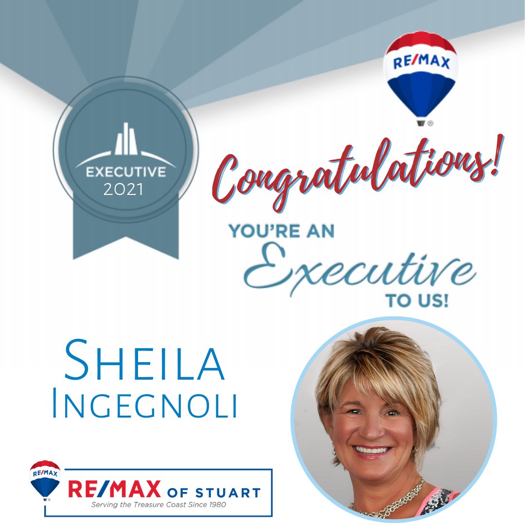 REMAXofStuart's tweet photo. Whoo - Hoo!!! Congratulations to Sheila for achieving the RE/MAX 🎈 Executive Club Award already for 2021!!! Wow!
#legacyofsuccess #remaxofstuart #funin2021 https://t.co/0fPx6KgFyD
