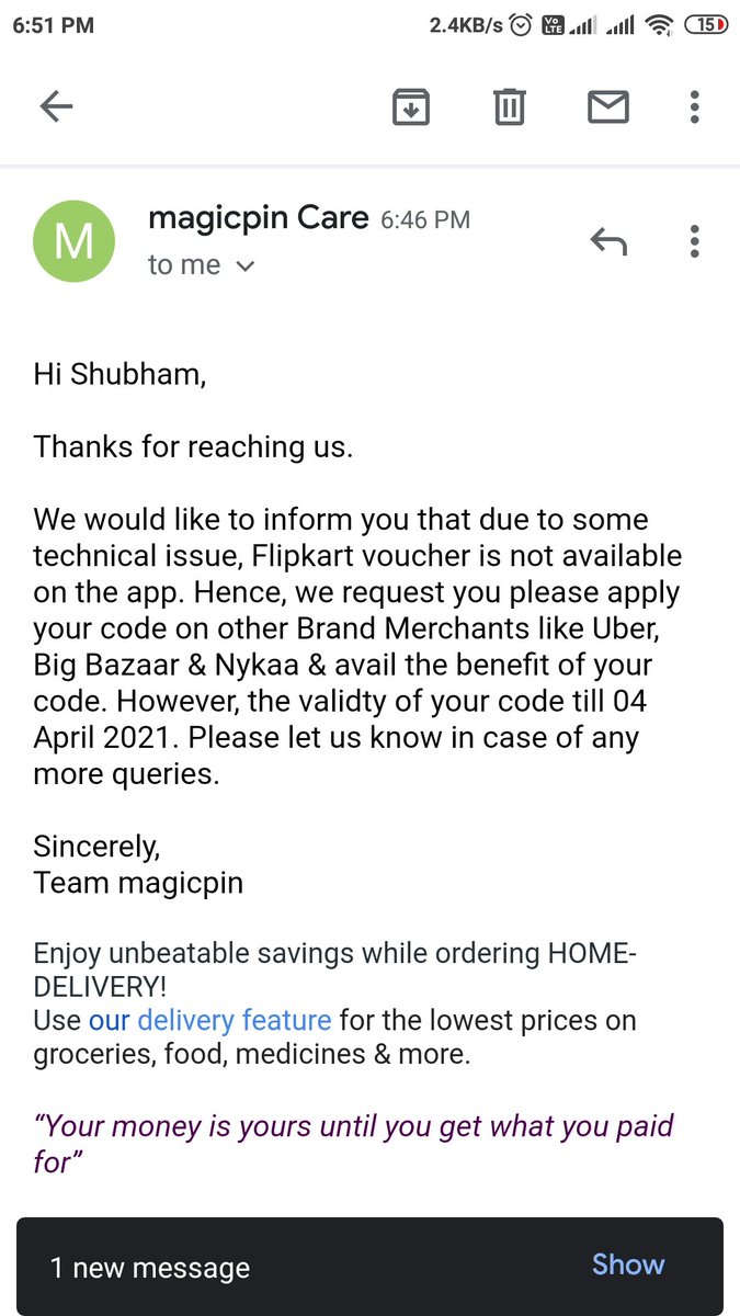 sknagmoti's tweet photo. @CareMagicpin
@mymagicpin
@anshoo
FRAUD..!! FRAUD..!! FRAUD..!!
Received worst reply from Customer care of Magicpin regarding usage of Groupbuy code.
#Fraudmagicpin https://t.co/aP8Fyw9vc1