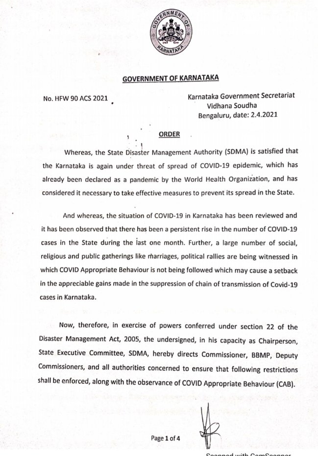 DHFWKA's tweet photo. In view of increasing COVID-19 cases Karnataka Government has issued  Guidelines to contain the spread.
@CMofKarnataka @mla_sudhakar @WHO @UNICEFIndia @UNDP_India @MoHFW_INDIA @PIBBengaluru @CovidKarnataka https://t.co/lJGlY0HY7z