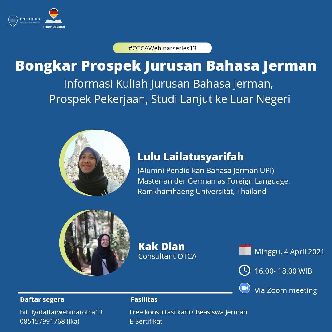otcastudyjerman's tweet photo. WEBINAR SERIES GRATIS✨

Yuk daftarkan dirimu di https://t.co/nu7FZoYf5L
Banyak ilmu yang bakal kamu ambil pastinya. 

Sertifikat akan dikirimkan melalui grup telegram : https://t.co/IjUePvtaSX

Ditunggu partisipasinya sobat jerman 👋 https://t.co/CNZm7DYiED