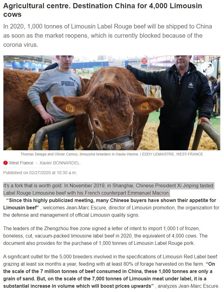 eisenreich's tweet photo. VeChain x Foodgates 🇫🇷🇨🇳

VeChain partner Foodgates is very proud to support #limousinpromotion for its development in China. 

"In November 2019, Chinese President Xi Jinping tasted Label Rouge Limousine beef with his French counterpart Emmanuel Macron." 🐮

#VeChain $VET #VeFam https://t.co/cqcL2dml15