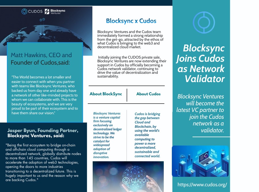 SiddiqiTahira's tweet photo. #Blocksync joins #CUDOS as a network validator!
@CUDOS_  @Blocksync_VC  #validators https://t.co/laIb3kQtUu