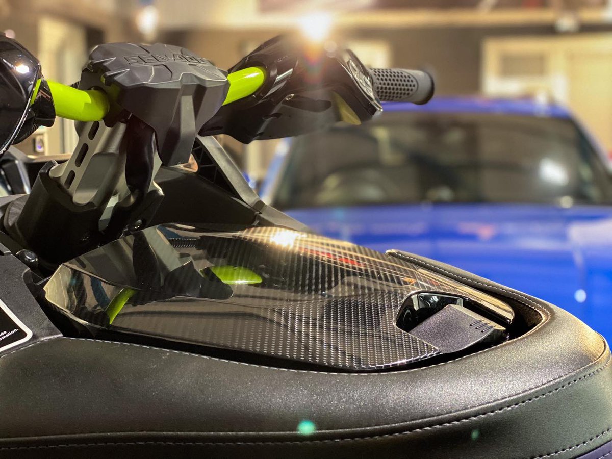 Now ready to hit the waves, is this monster 21 Sea-Doo RXP X 300 😍

• New vehicle decontamination &amp; single stage preparation machine polish.

• Clear gloss PPF for inside leg rub areas.

• Carbon fibre PPF on lock box.

• Gtechniq Marine Ceramic base / top / fast coat