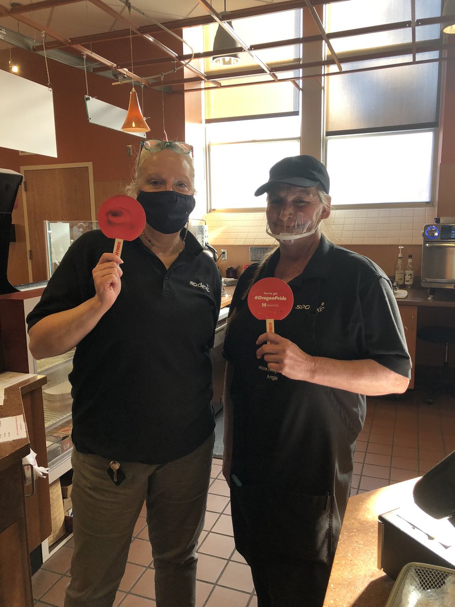DrBrendaAH's tweet photo. It’s Dragon Pride Friday! I am excited to recognize our dedicated @MSUMDining Sodexo partners for their outstanding customer service and dragon heart in the Dragon Cafe @MSUMoorhead. #DragonPride #DragonFamily https://t.co/eW5SgSta24