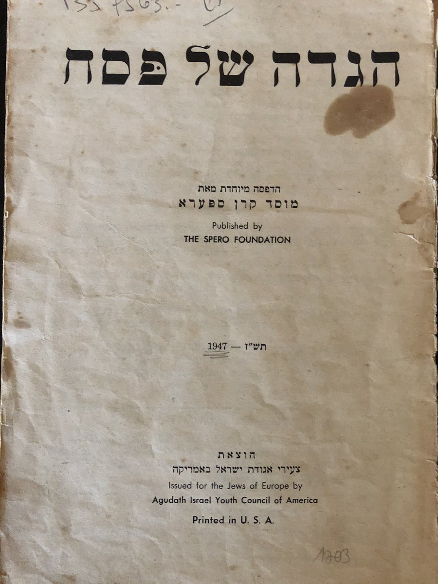 swimjak's tweet photo. Ending my Passover posts with two haggadot printed for survivors of the Holocaust who were really celebrating their freedom at the end of WWII. #libraryhaggadah #shareyourhaggadah Association of Jewish Libraries American Jewish University - AJU https://t.co/6x3arx09yo