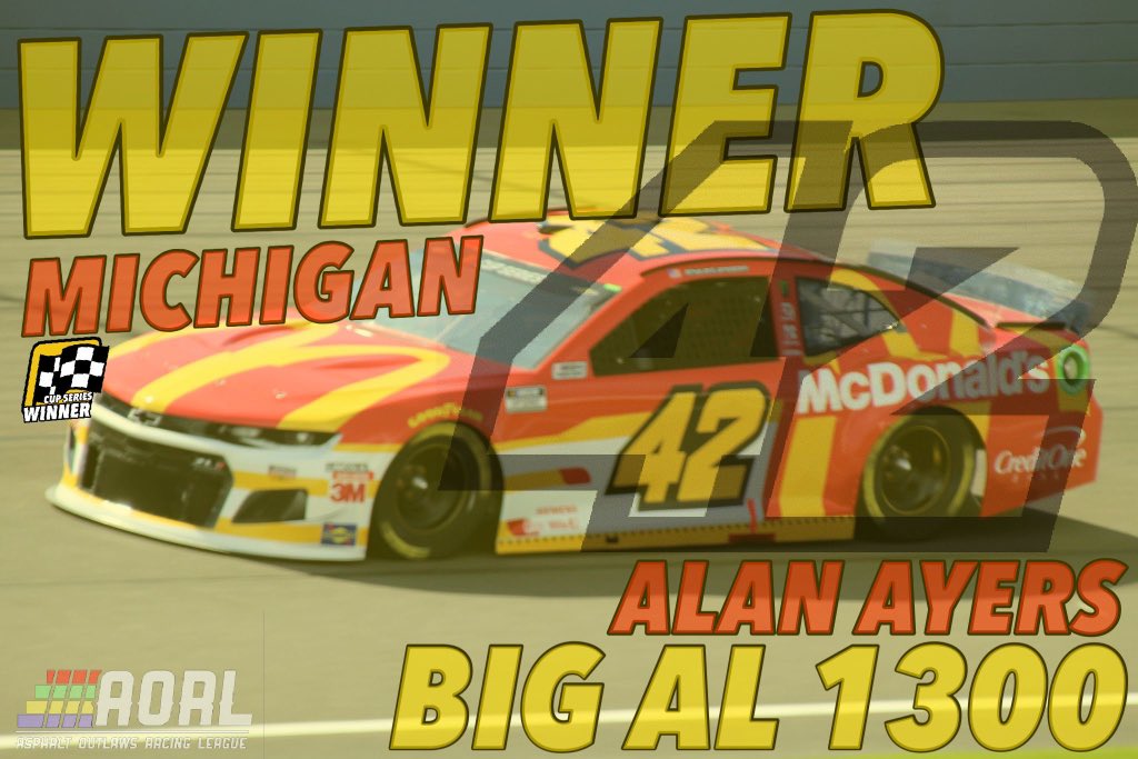 AsphaltOutlawRL's tweet photo. Congratulations to @Big_Al_1300 on his win @MISpeedway #OUTLAWS3ASON https://t.co/15MLD4I7Pj
