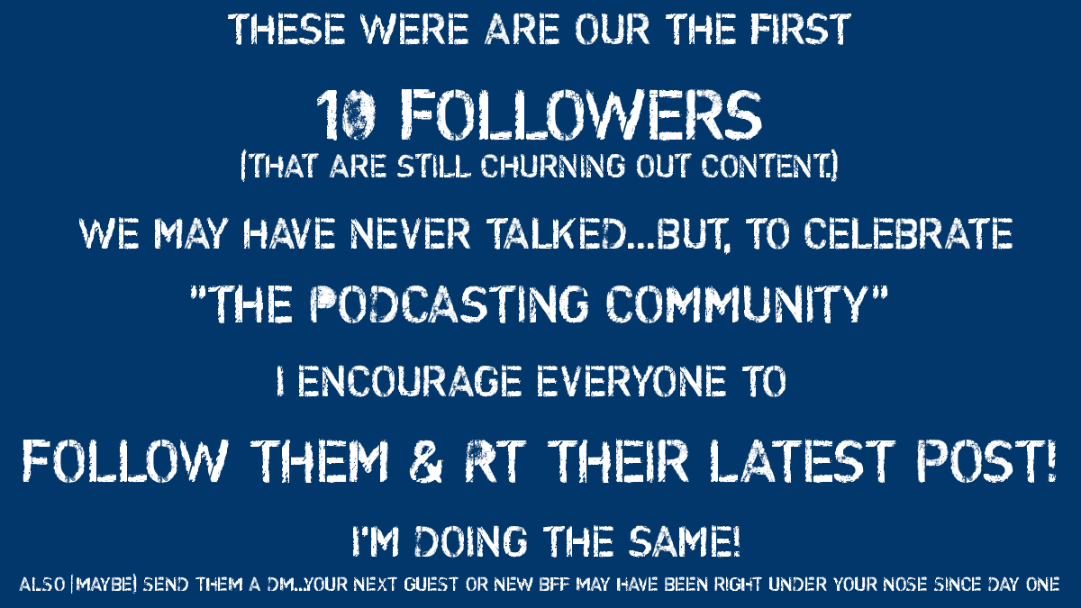 I have a #FollowFridayChallege!  Here's mine let's #PodLift the whole community!  
#PodernFamily #PodFixNation
<a href="/CookinWithGrief/">Cooking With Grief Podcast</a>,@Oz9podcast, <a href="/CorpusDelictiPC/">Corpus Delicti Pod</a>, <a href="/movie_drone/">🎬 MovieDronePodcast 🎬</a>, <a href="/ourtruecrimepod/">OurTrueCrimePodcast</a>, <a href="/MIM_Podcast/">Make it Modern Podcast</a>, <a href="/eilfmovies/">Steve-EILFM Podcast</a>, @frigay13, @BestForeversPod, <a href="/InvasionRemake/">Invasion of the Remake</a>