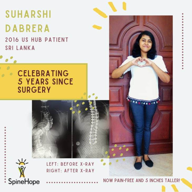 spinehope's tweet photo. This week marks five years since Suharshi's life-changing spine treatment! Thanks to our generous program partners and Dell Children's Medical Center, Suharshi is now living "free from the burdens of scoliosis" and is five inches taller.
#spinehope #srilanka #anniversary https://t.co/wfcXcBsU3G