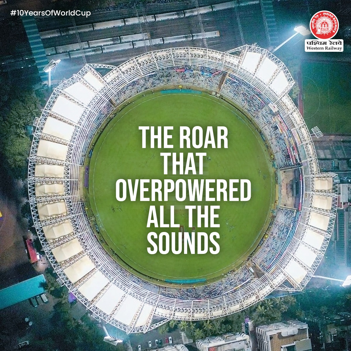 WesternRly's tweet image. 10 years ago, India bought home its second World Cup.
 
One is still taken back to that night of victory while traveling by the Churchgate Station.

#10YearsOfWC2011
#10yearsofWorldcup2011