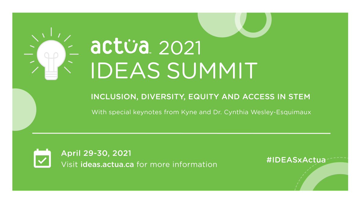 📢 Attn: #Educators! Join us April 29 &amp; 30 for Actua's IDEAS Summit. We’re bringing together diverse voices and perspectives to discuss inclusion, diversity, equity and access in #STEM. Registration is FREE and opens today: ideas.actua.ca! #IDEASxActua