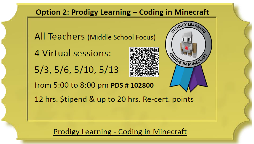 BSmrstick's tweet photo. HCPS is partnering with #MinecraftEdu , Prodigy Learning, @NCCE , @HCPSTechTrain and others to offer professional learning built around Coding &amp; Programing.  Registration is open now.  Don't miss these opportunities to @PlayCraftLearn in HCPS. #MIEExpert #NCCEChat @PlankLarry https://t.co/mVAgehq78w