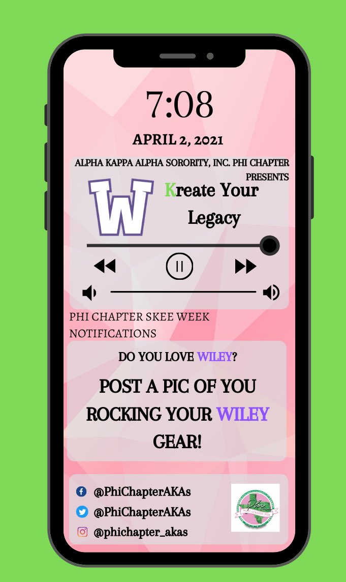 PhiChapterAKAs's tweet photo. Post a pic in your Wiley paraphernalia for Skee Week💖💚 https://t.co/Gwj6aS5ITr