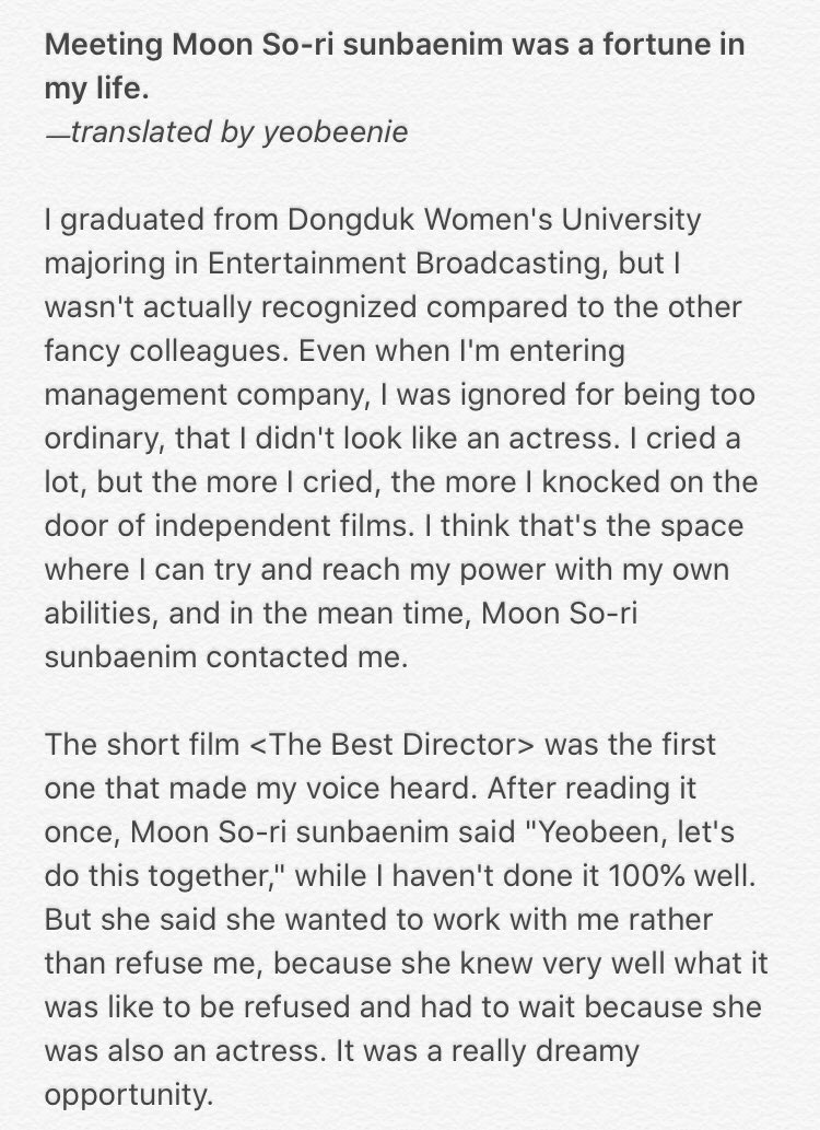 foryeobeen_intl's tweet photo. "Meeting Moon So-ri sunbaenim was a fortune in my life."

#JeonYeoBeen #전여빈 https://t.co/l0OZLFwKhg