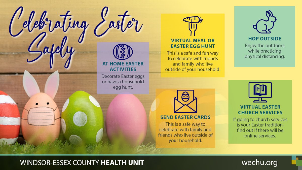 The following activities are safe ways to celebrate Easter this holiday weekend. Celebrate Easter safely with your household members only.