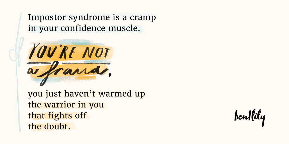 bentlily's tweet photo. YOU'RE NOT A FRAUD
Impostor syndrome is a cramp
in your confidence muscle.
You're not a fraud,
you just haven't warmed up
the warrior in you
that fights off
the doubt.
.
.
#amwriting #impostorsyndrome #selfcarepost #shortpoem https://t.co/PGeigLyrE4