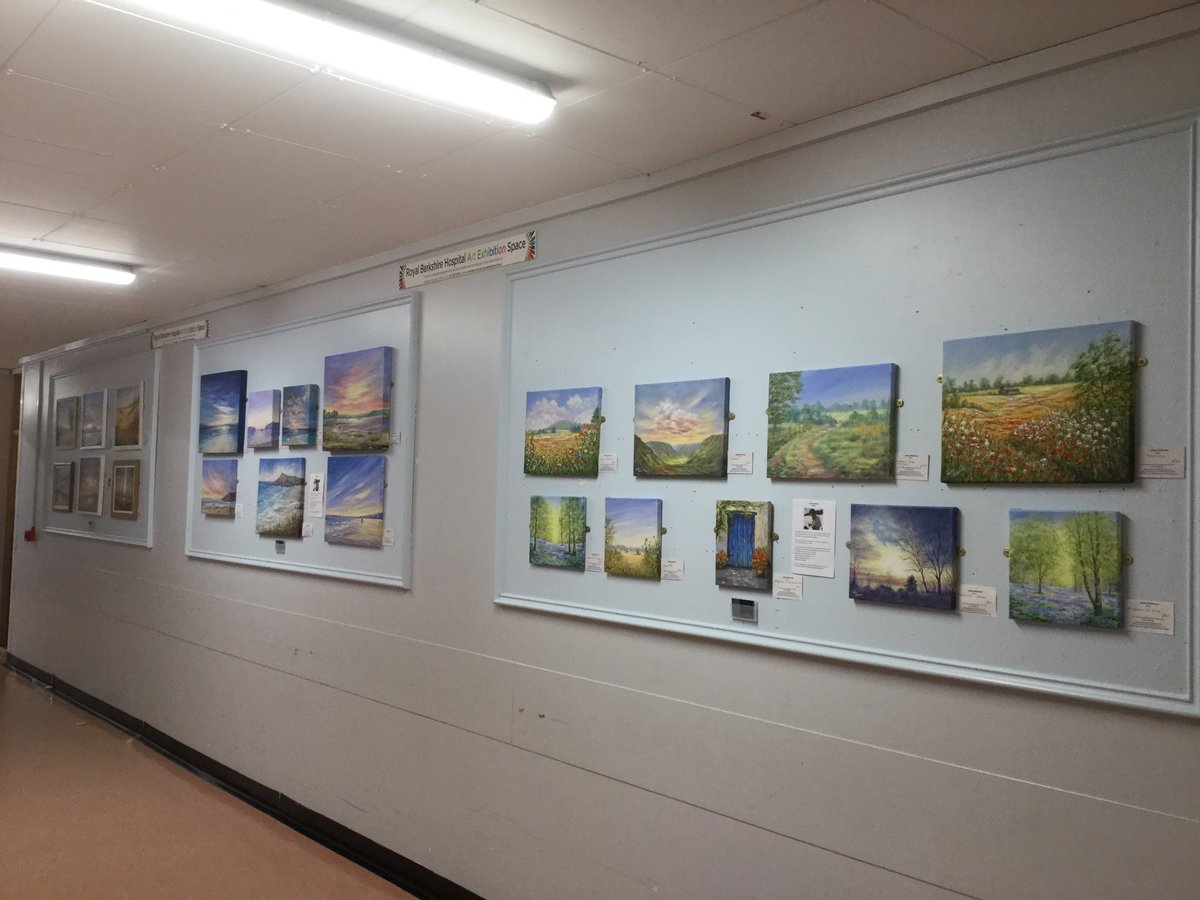 purpleskiesart's tweet photo. Once again I am pleased to have my paintings displayed in the Royal Berkshire Hosp, hopefully to be enjoyed by patients,visitors and staff. 25% commission on sales goes to Royal Berks Charity Voluntary Services for the benefit of patients. #Berkshireartist https://t.co/VJ1YtS3Iej