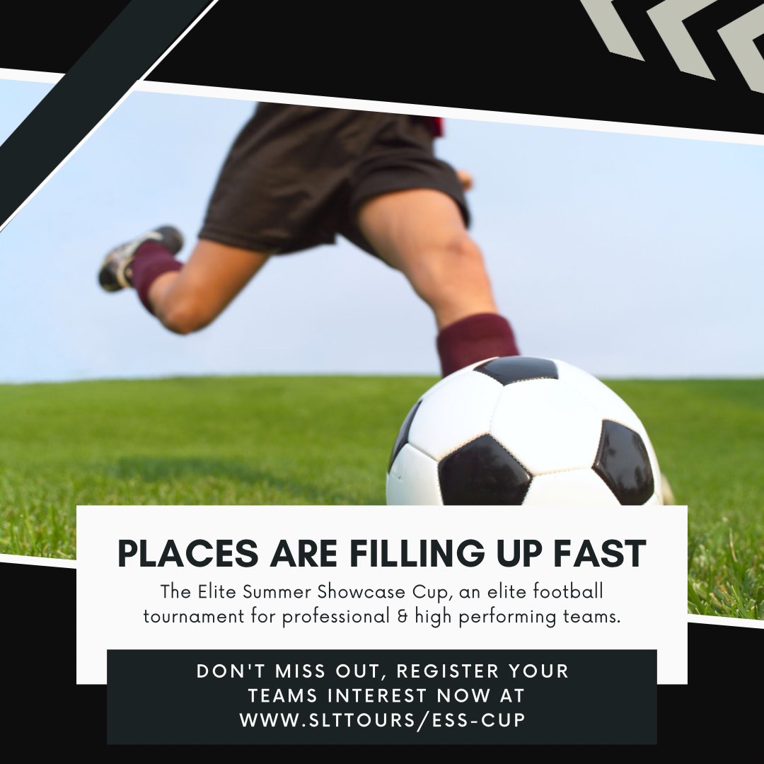 It’s great to see so many confirmed entries coming through this week for the ESS Cup ⚽️ 

Football coaches, managers and players get in contact now for more information on how you can be a part of the biggest football tournament in the UK! 🇬🇧 

Info@slttours.co.uk