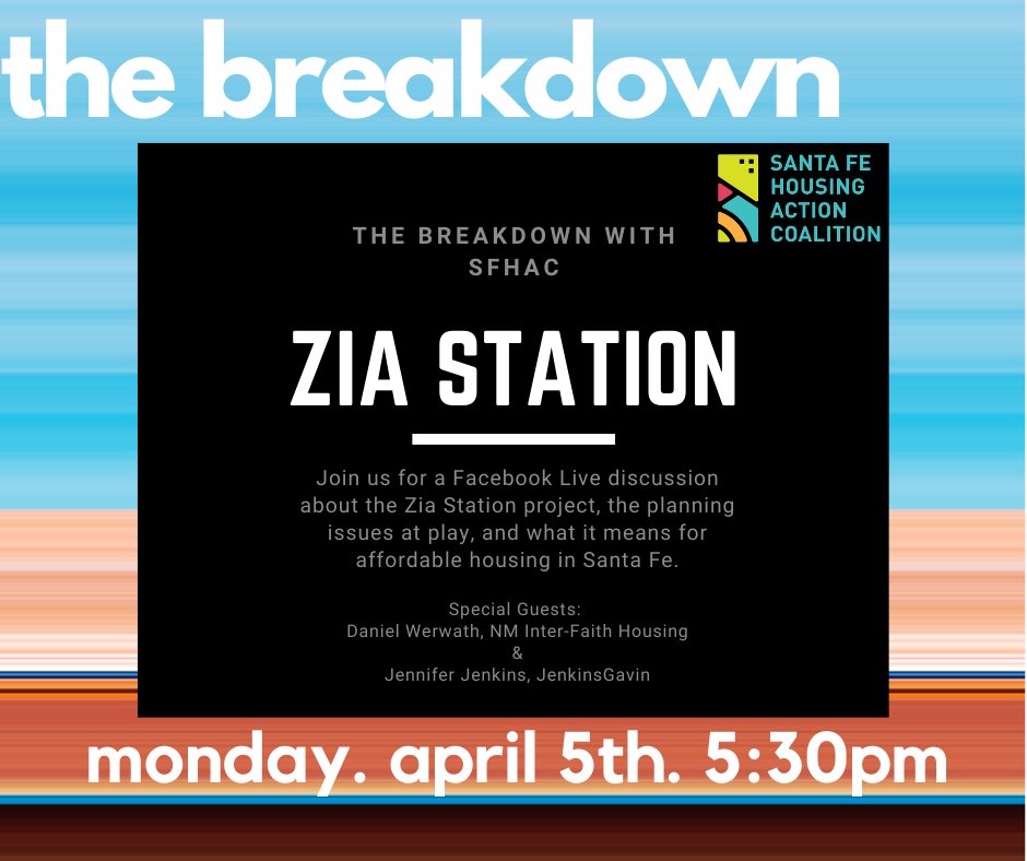 SFeHousing's tweet photo. Join us on Monday, April 5th at 5:30pm for a breakdown of the #ZiaStation project! Join us for this important discussion before the City Council meeting on April 6th to discuss this project. Join us - and bring your questions! https://t.co/MaaPM5Nzlv https://t.co/l5gLkfEFxx