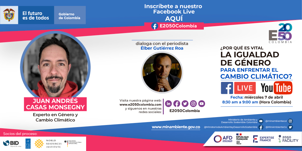 E2050C's tweet photo. Inscripciones: https://t.co/XEk6L95G3m
📣 Conéctate a nuestro evento #EnVivo  este miércoles 7 de abril 8:30am (hora #Colombia) en donde conversaremos: ¿por qué es vital la #IgualdadDeGénero  para enfrentar el #CambioClimatico?

Experto: Juan Andrés Casas Monsegny https://t.co/ETcq3WUi32