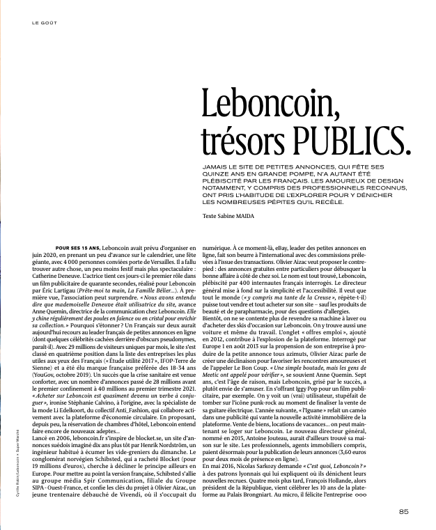 Zmirov's tweet photo. 15 ans ça se fête !
Retour sur la success story @leboncoin dans @lemonde_M
Merci @sabine_maida 🙏
#leboncoin #15ansdebon #lebonanniversaire #mlemag #mlemonde #magazine #ZmirovCommunication #RP #PressAgency https://t.co/WWRXJQHy5l
