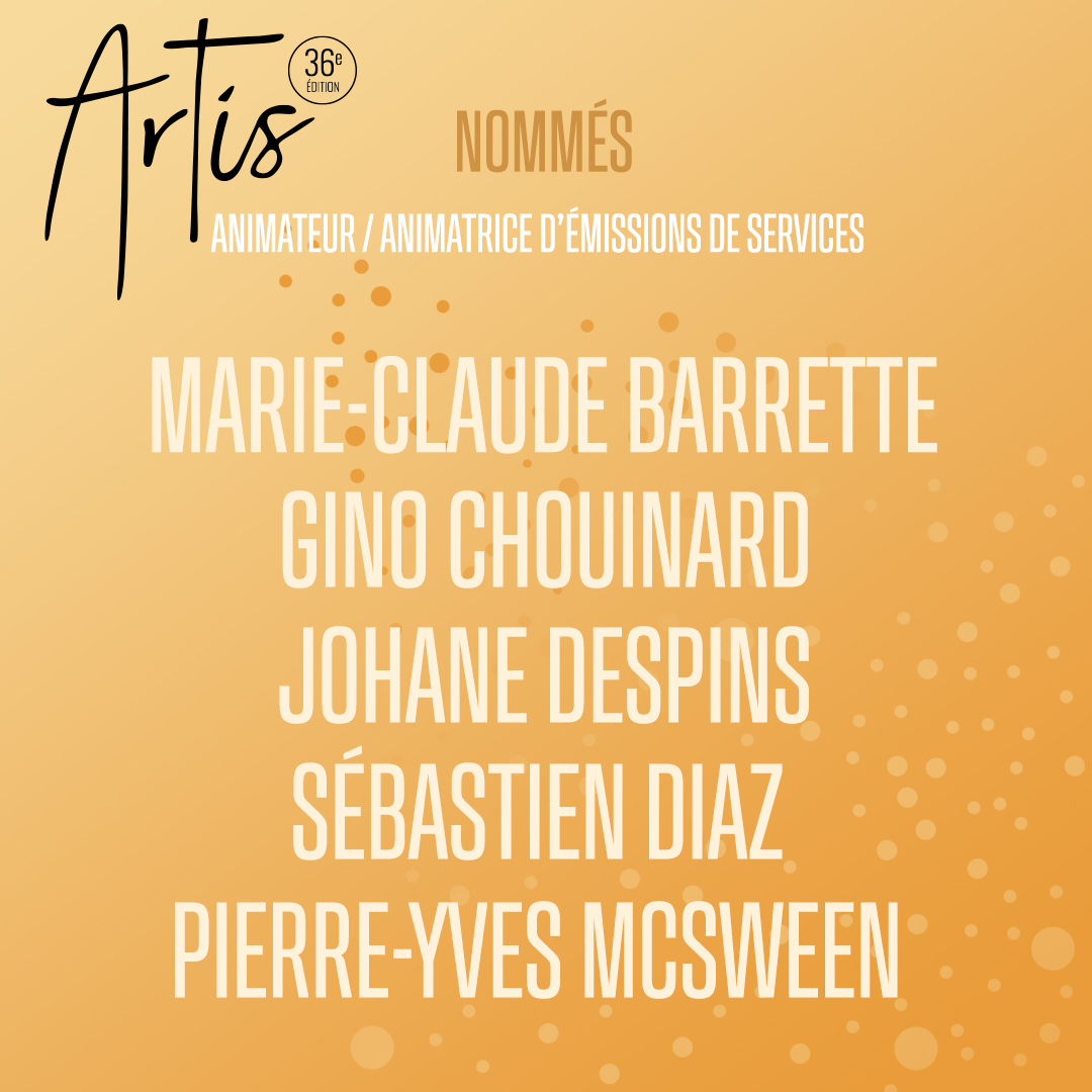 TVAreseau's tweet image. @soireeARTIS | Les nommés du 36e Gala ARTIS ont été dévoilés! ⭐ Félicitations à toutes et à tous! 🧡 #ARTIS2021

🥂 Gala ARTIS | Dimanche le 9 mai prochain à 19h30 à TVA et TVA+!
