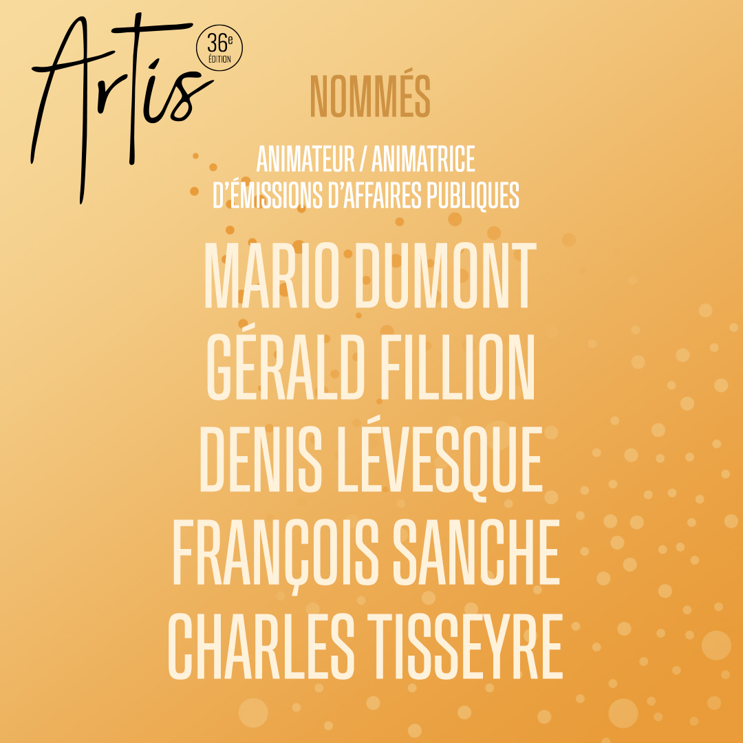 TVAreseau's tweet image. @soireeARTIS | Les nommés du 36e Gala ARTIS ont été dévoilés! ⭐ Félicitations à toutes et à tous! 🧡 #ARTIS2021

🥂 Gala ARTIS | Dimanche le 9 mai prochain à 19h30 à TVA et TVA+!