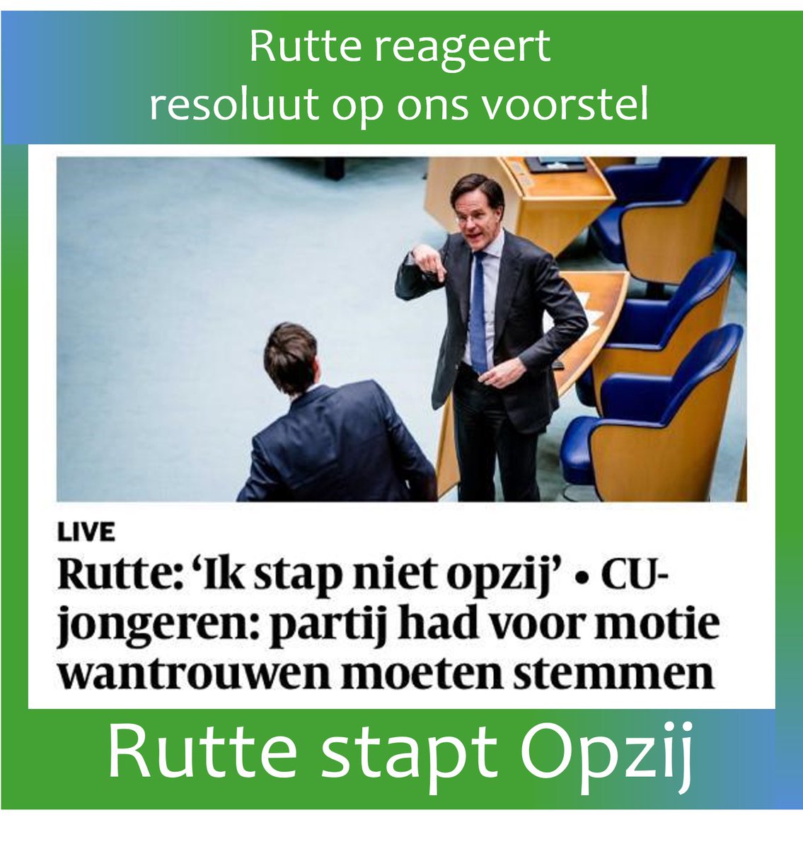 RutteStaptOpzij's tweet photo. Rutte is nog niet om.. #ruttefunctieelders #Rutte #Kaag #verkennersdebat #VVD #omtzigtdebat #ruttestaptopzij https://t.co/xwptkAs1Pd