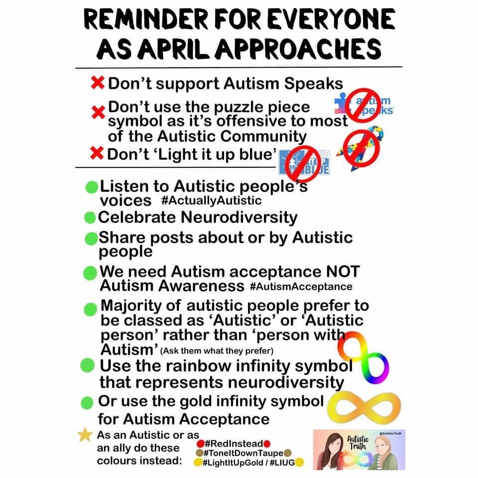 Twin_Peaks_Girl's tweet photo. #ActuallyAutistic #AutismAcceptance #RedInstead♥️ #LightItUpgold #Autismpride #Donotsupportautismspeaks #Neurodivergent #Neurodiversity #Autisticandproud #Listen #Iamnotapuzzle #Iamahuman #Donotlightitupblue #Infinity. Happy World Autistic Acceptance Day everyone! ♾✨🌈✊🏻 https://t.co/Twz5VUMwVo