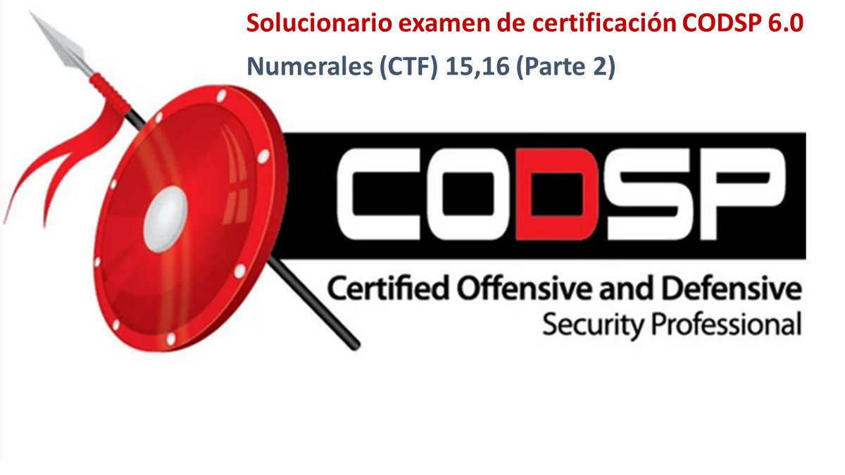 dsteamseguridad's tweet photo. #Videos parte 6 solucionario examen de certificación en hacking ético Certified Offensive and Defensive Security Professional #CODSP 

Links video solucionarios enunciados #CTF 15,16 
https://t.co/3YNFZDzJS1

Curso oficial preparación certificación CODSP
https://t.co/Od3KyFcZPd https://t.co/z2UkYEI3UK