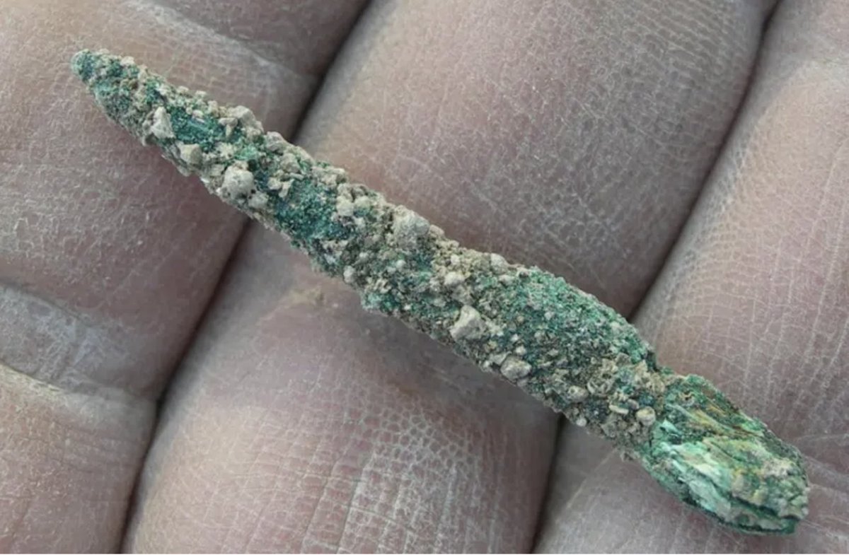 iScrapApp's tweet photo. Do you know what the oldest metal object ever found was? Archaeologists discovered a tiny copper awl, or pointed tool, dating back to 5100 B.C. that was buried with a middle-age woman in an ancient village in Israel #MotM #copper #iscrapapp #scraplife https://t.co/dRmp3FcNOv