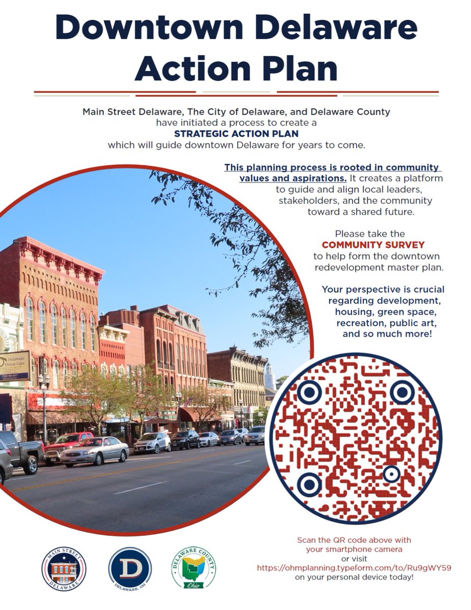 We are over half way to our goal of at least 1,000 survey responses - help us get there! You do not have to live in Delaware to complete the survey. 

Please take the Community Survey to help form the downtown redevelopment master plan ->> ohmplanning.typeform.com/to/Ru9gWY59