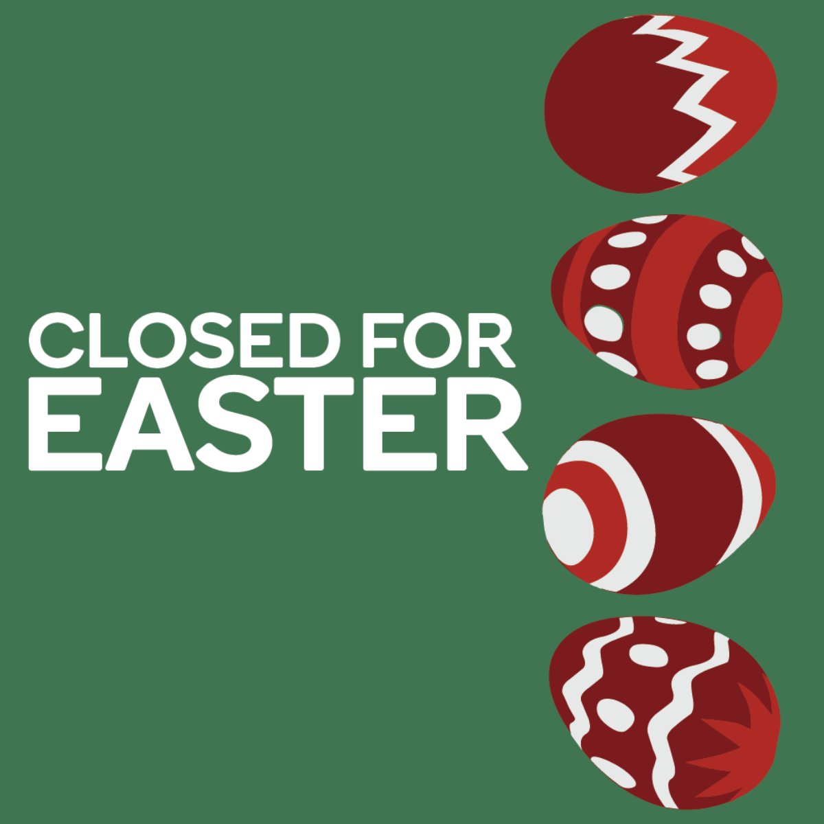 gavinospizza's tweet photo. We'll be closed this Sunday for Easter! We look forward to reopening on Monday. https://t.co/Ia8G8pYOie