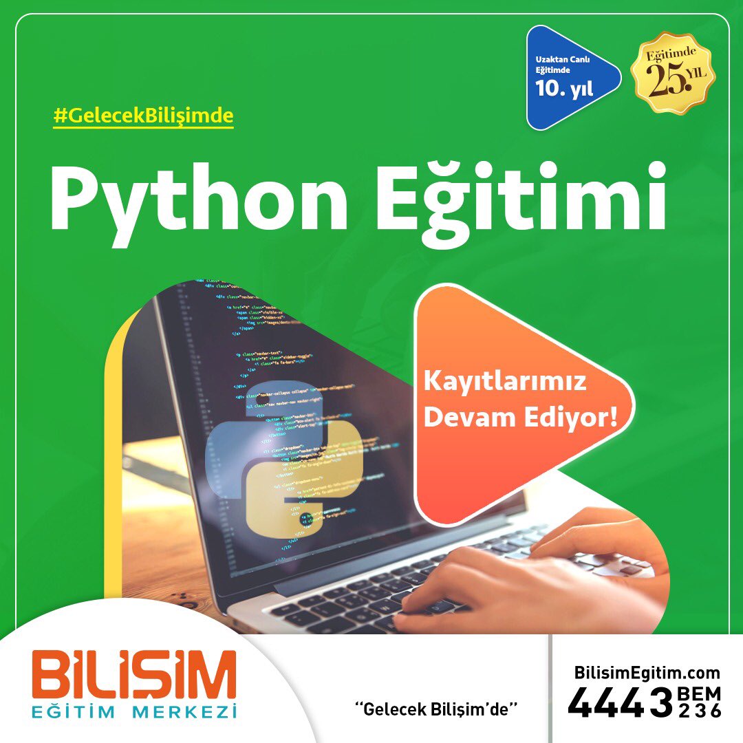 Bilisim_Egitim's tweet photo. Python Eğitimi Kayıtlarımız Devam Ediyor!
Sektörde bir adım önde olmak ve son kontenjanlardan yararlanmak için hemen başvurun!
👉🏻 Detaylı bilgi ve iletişim için; https://t.co/JIKomHKyvN - 444 3 236
#bilişimeğitimmerkezi #python #pythoneğitimi #programlamadili #yazılım https://t.co/bXe4f8lW3H