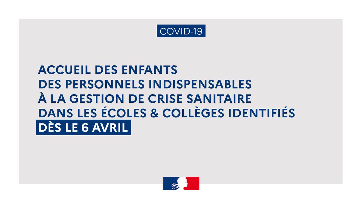 acrennes's tweet photo. #COVID19 | Les enfants des personnels indispensables à la gestion de la crise sanitaire seront accueillis par les personnels de l’Éducation Nationale volontaires dans : 
- près de la moitié des écoles ;
- 375 collèges sur les 390 que compte l’@acrennes. https://t.co/qz8EsRmcf8
