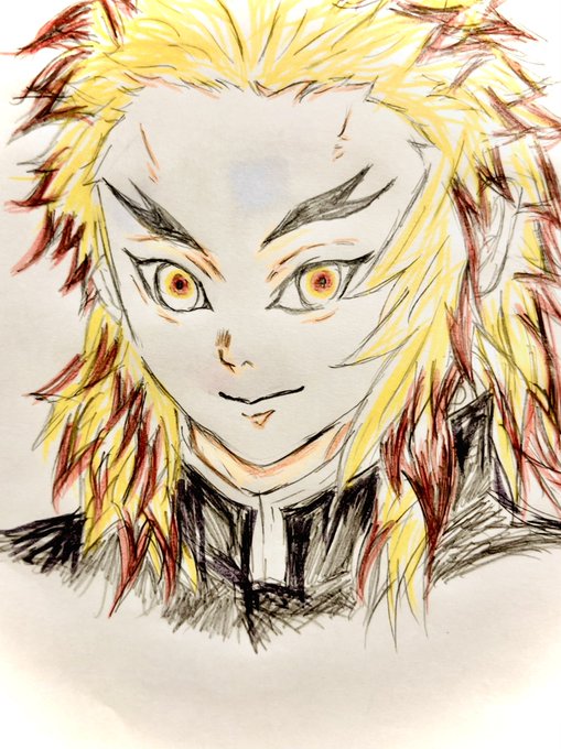 rii_0312さんがTwitterに投稿した煉獄杏寿郎(鬼滅の刃)のイラスト。