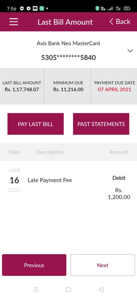 Devendr05681416's tweet photo. #moratoriumextension @AxisBankSupport @RBI @narendramodi @DasShaktikanta @LCAI_Support 

Axis bank during this pandemic is charging 1200 late fee on credit card &amp; intrest including gst . Nobody is there to question these private banks now .everyone is suffering but no action https://t.co/A4ECz9UM2C