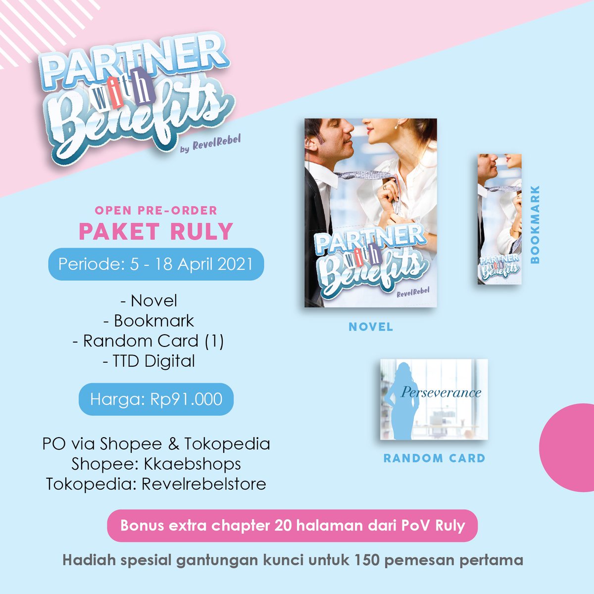 Revelrebel3's tweet photo. Open for pre-order #PartnerwithBenefits 5-18 April 2021.

Mulai PO jam 8 pagi ya.

Details below. https://t.co/5iAAgO00HY