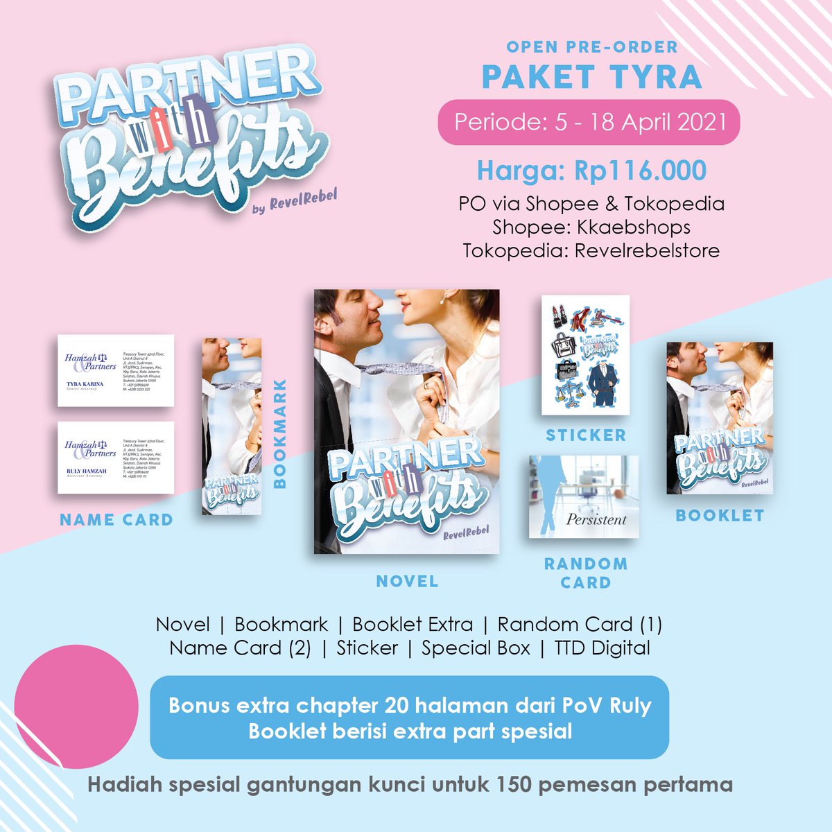 Revelrebel3's tweet photo. Open for pre-order #PartnerwithBenefits 5-18 April 2021.

Mulai PO jam 8 pagi ya.

Details below. https://t.co/5iAAgO00HY