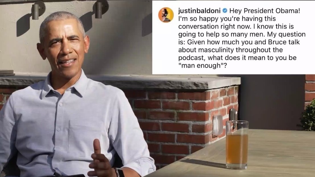 justinbaldoni's tweet photo. .@barackobama answered my question!! What does it mean to be Man Enough? Sharing this moment with my wife &amp; kids is something I'll always treasure.❤️(What is life right now?!)

Watch: https://t.co/s3lbpEuDgo

#RenegadesPodcast @barackobama @springsteen

#ManEnough @wearemanenough https://t.co/b9PiaufgNn