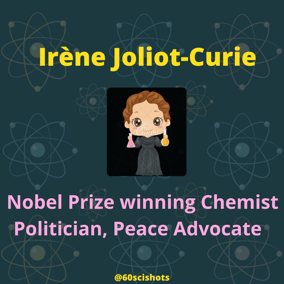 60SciShots's tweet photo. {1/2) This #FemaleFriday we're looking at Irene Joliot-Curie, a #NobelPrize laureate from the family with the most Nobel laureates! She was awarded the prize in #chemistry for her work on beta decay.

#scicomm #WomenInSTEM #WomenInScience #Curie
#Physics #research #Curie https://t.co/hRt9bNllfX