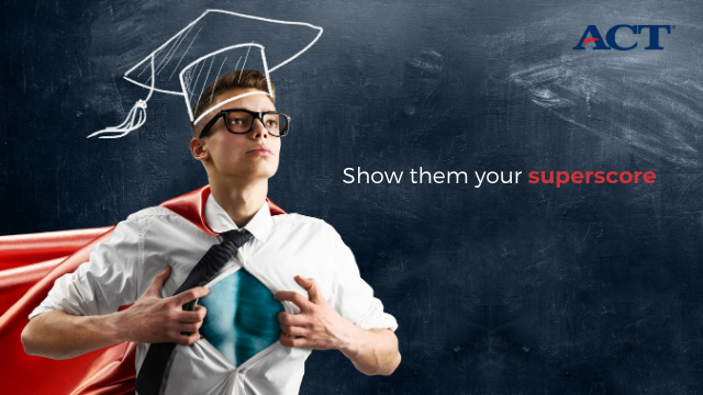 ACTStudent's tweet photo. You don't need to be from Krypton to like this news: superscoring is now available! Catch the details and what this means for you: https://t.co/F2CwIFa34a https://t.co/rBaFWbB5z6