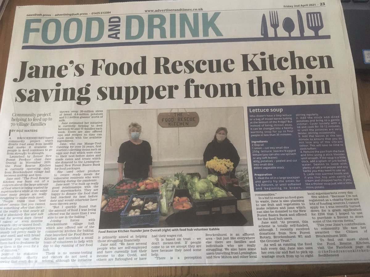 Thank you Roz Waters <a href="/Lymingtontimes/">Advertiser & Times</a> for the lovely article about <a href="/RescueKitchen/">The Food Rescue Kitchen</a> #wastenotwantnot #rescuingfood #nooneshouldgohungry
