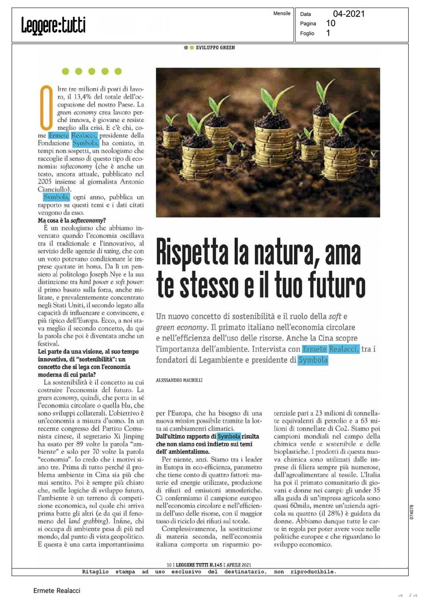 StefaniaVentu16's tweet photo. Un articolo fondamentale da tenere presente #2Aprile
#Realacci #Greeneconomy #Economia #Softeconomy
#TransizioneEcologica
#Transizioneecologia https://t.co/a5skoRlLWL