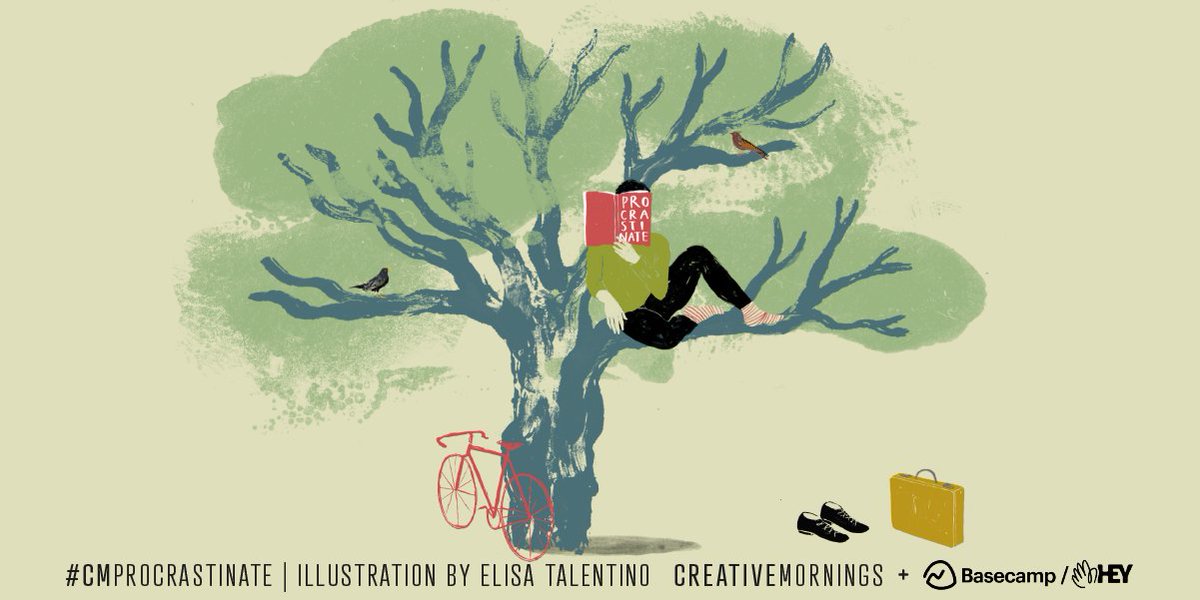 April’s theme is #CMprocrastinate. It was chosen by <a href="/Turin_CM/">CreativeMornings/TRN</a> and illustrated by Elisa Talentino and <a href="/basecamp/">Basecamp</a> / <a href="/heyhey/">HEY</a> is this month’s global theme partner.

Stay tuned for more information on our Instagram Live takeover this month!