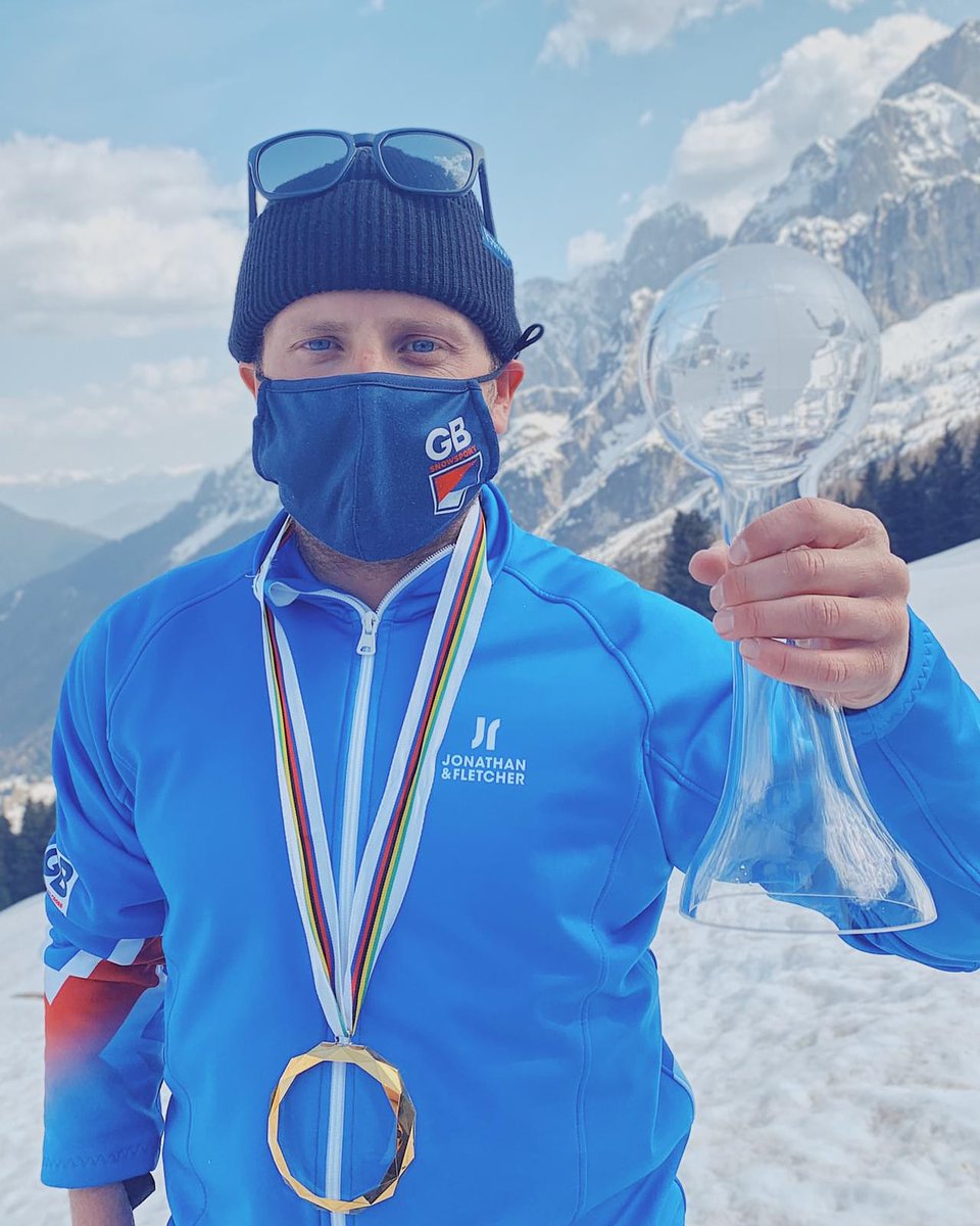 🥈 today which means I'm overall world cup winner for the season 🤙 Crystal globe baby 🤟 wahoo. Great racing by everyone and a big thanks to the team @gbsnowsport #parasnowboard #paralympian #snowboarding #snowboard #snowboardlife #gbsnowsports #boardercross #racing
