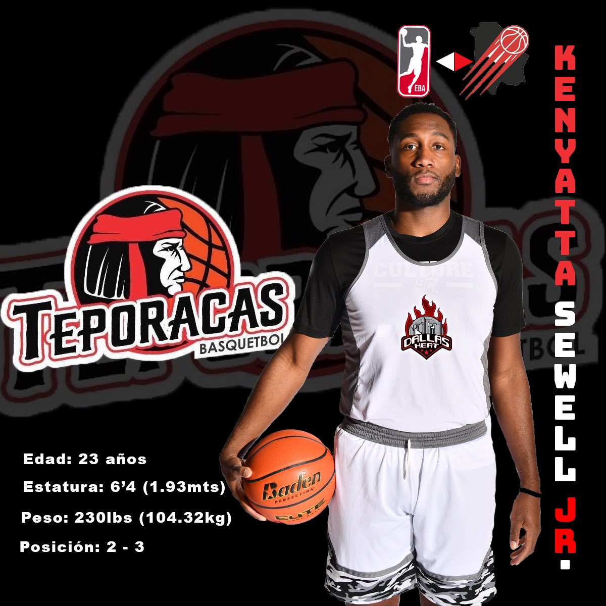 We are proud to announce another league signing! Kenyatta was a standout in the @evoaball preseason Evo Ball this year and we acquired him off the free agent team and now has signed a pro deal to conclude the season for the Teporacas 🔥
 #eba #evoaball #lcb #mexico  #dalheatup