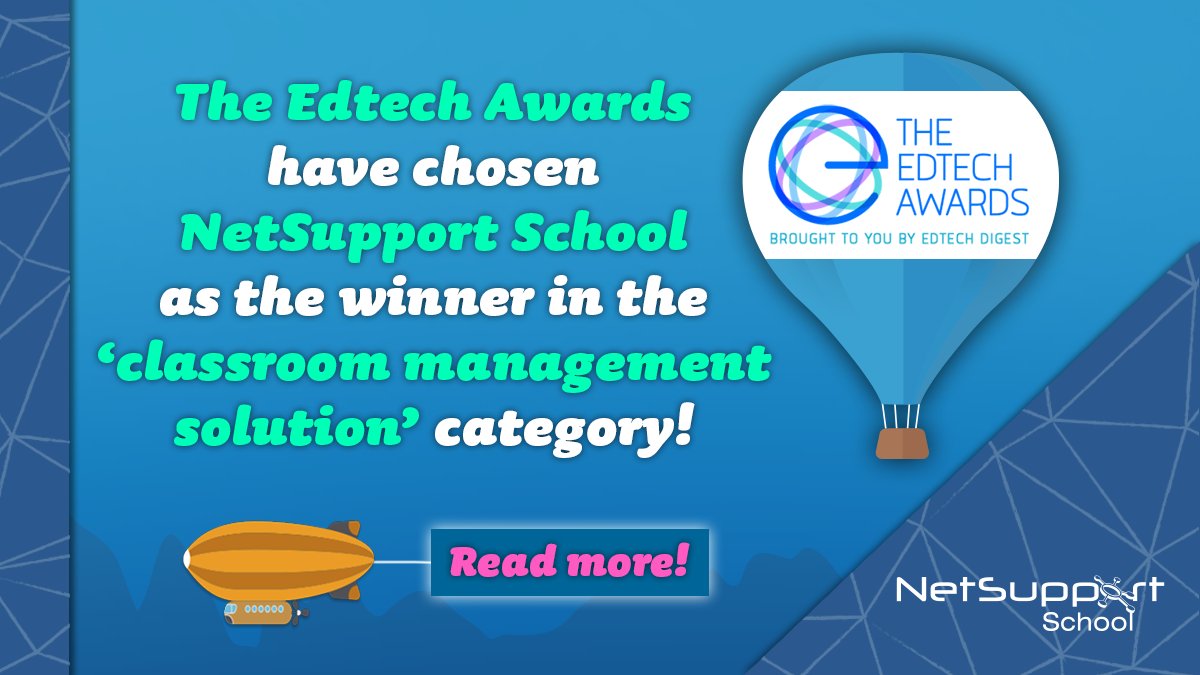 NetSupportGroup's tweet photo. We're so excited to share that NetSupport has been chosen as the winner in the 'Classroom Management Solution' category at the @edtechdigest EdTech Awards 2021! #EdTech #EdTechDigest #EdTechAwards2021 https://t.co/dFUPwZEJa0